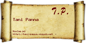 Tani Panna névjegykártya